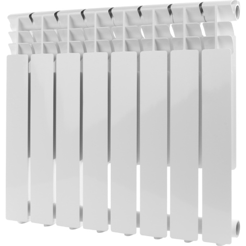 Алюминиевый радиатор Rommer Optima 500 - 8 секций, боковое, белый RAL 9016