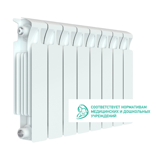 Биметаллический радиатор Rifar Monolit 350 - 8 секций, боковое, белый