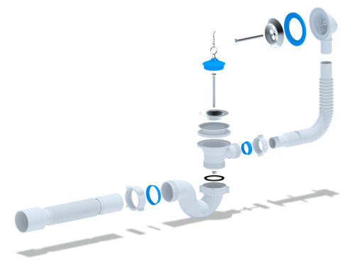 Обвязка ванны прямоточный сифон с гофрой 50 мм ANI Е155