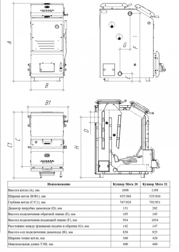 Котел твердотопливный 20кВт Теплодар КУППЕР МЕГА-20