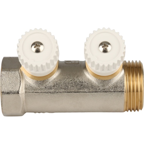 Коллектор 2 выхода STOUT 1"x3/4"евроконус с вентилями SMB 6851 013402