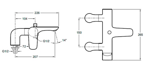 Смеситель для ванны Jacob Delafon AlEo E72283-CP хром, на деку, керамический катридж