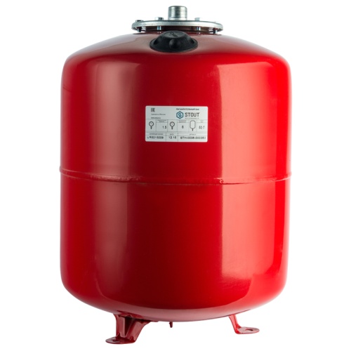 Мембранный бак Stout 80 л. для отопления, заменяемая мембрана STH-0006-000080, красный
