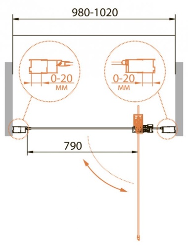 Душевая дверь в нишу Cezares RELAX-BA-1-90-P-Bi
