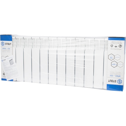 Биметаллический радиатор STOUT Space 350 - 14 секций, боковое, белый RAL 9016