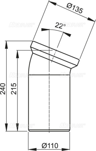 Колено Alcaplast для унитаза 22° A90-22