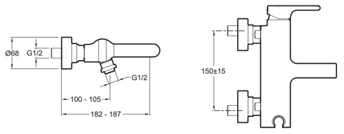 Смеситель для ванны Jacob Delafon Singulier E10867-CP хром, не поворотный излив (82)