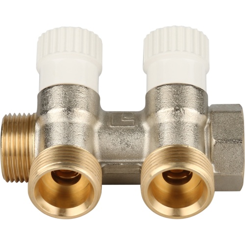 Коллектор 2 выхода STOUT 3/4"x3/4"евроконус с вентилями SMB 6851 343402