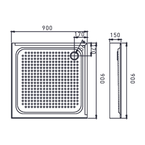 Душевой поддон 90x90 Erlit квадратный ER90H
