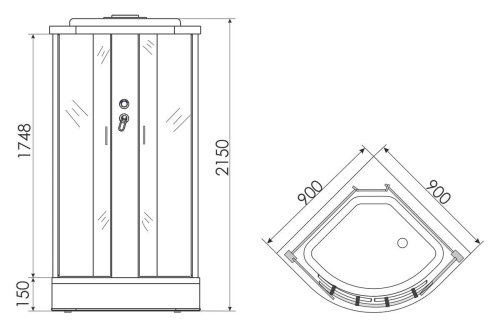 Душевая кабина 90x90 Erlit Comfort ER3509P-C3 низкий поддон