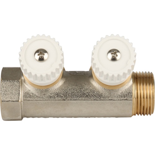 Коллектор 2 выхода STOUT 3/4"x3/4"евроконус с вентилями SMB 6851 343402