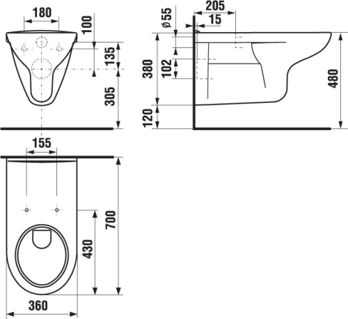 Унитаз подвесной Jika Olymp 206420000001 белый, удлиненный 700x360