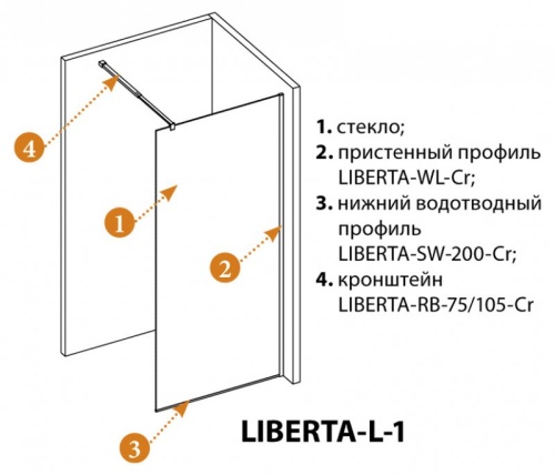 Душевая перегородка Cezares LIBERTA-L-1-80-GR-Cr