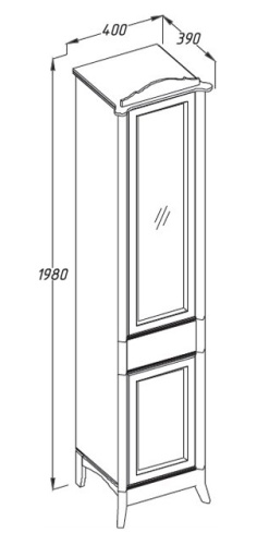 Пенал Opadiris Виктория 44 L левый, светлый орех с черной патиной 00000000860