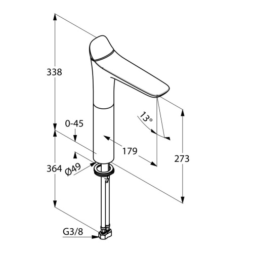 Смеситель для раковины Kludi Ambienta 532980575 хром, высокий 338 мм