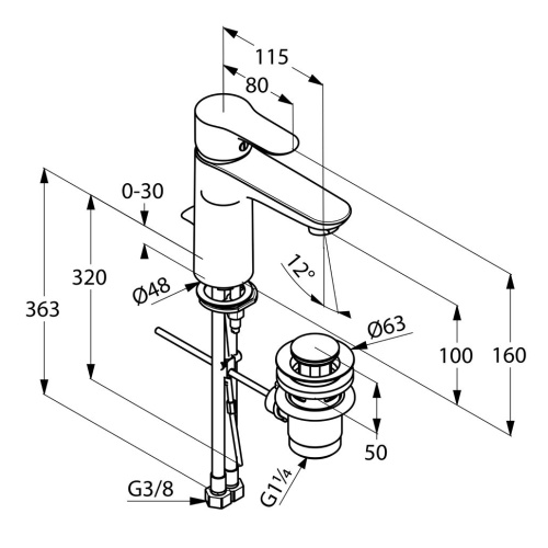 Смеситель для раковины Kludi Objekta 322600575 хром