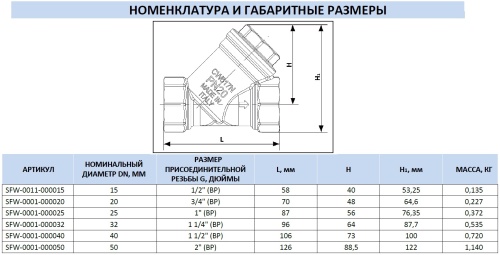 Фильтр грубой очистки Stout 1/2"В косой SFW-0011-000015
