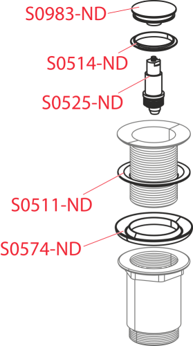 Выпуск Acaplast 5/4"/ для раковины, механизм click/clack, с малой заглушкой для раковин без перелива, цельнометаллический, для пластиковых и стеклянных раковин A394