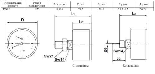 Термоманометр аксиальный 80мм, 120°C, 6 бар, 1/2" Watts F+R818 (TMAP)