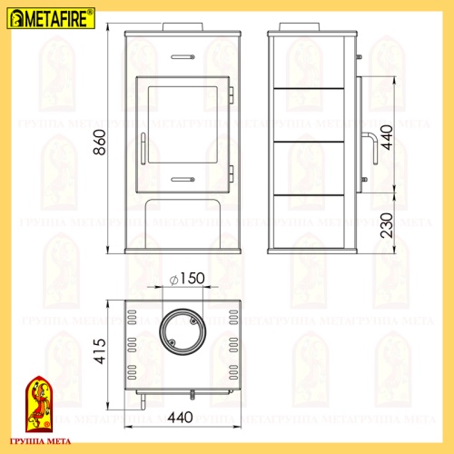 Печь-камин Мета «Нарва-6М», 6,0 кВт