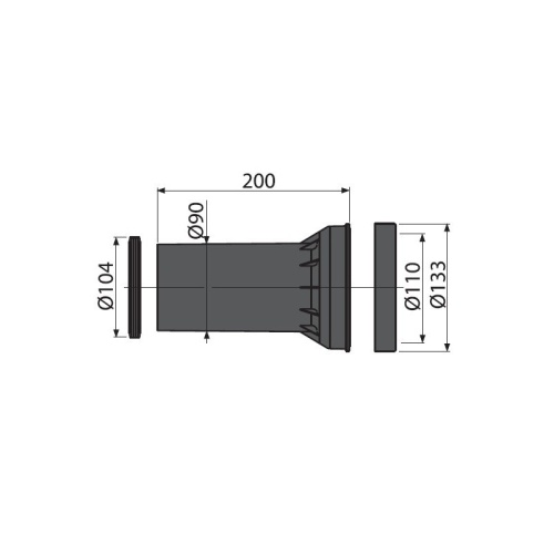 Патрубок 200 мм Alcaplast для подключения унитаза к стоку M902