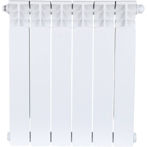 Биметаллический радиатор STOUT Space 500 - 6 секций, нижнее справа, белый RAL 9016