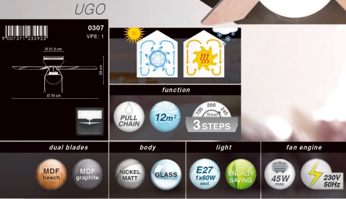 Люстра-вентилятор Globo Ugo 0307