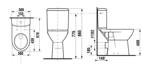 Унитаз Jika Olymp 236160000001 белый, высокая чаша 50см, 670x360