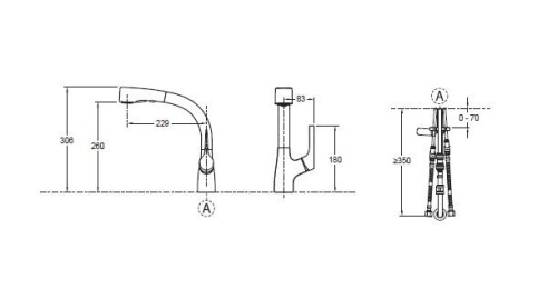 Смеситель для кухни Jacob Delafon Elate E13963-CP хром, выдвижной излив