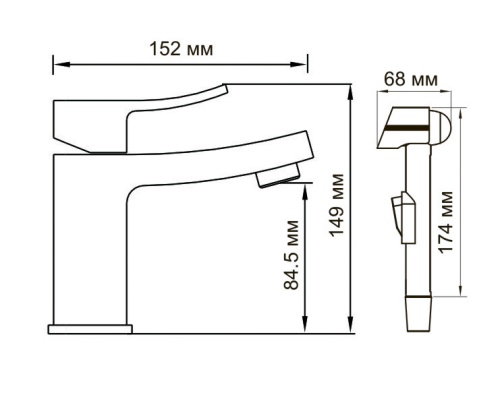 Смеситель WasserKraft Aller 1068 для раковины с гиг. душем