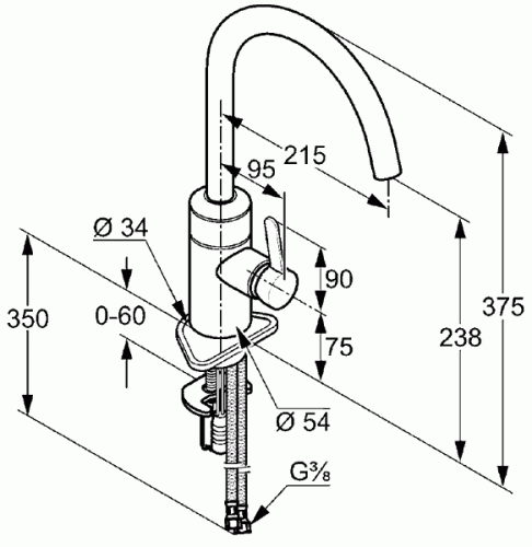 Смеситель для кухни Kludi E-GO 422100575 хром, сенсор 6V