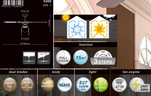 Люстра-вентилятор Globo Champion 0309