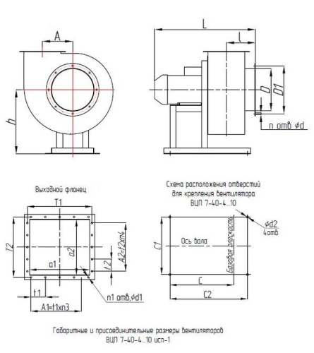 Вентилятор ВЦП 7-40 № 5 схема 1    7,5 кВт 1500 об/ мин Пр. 0