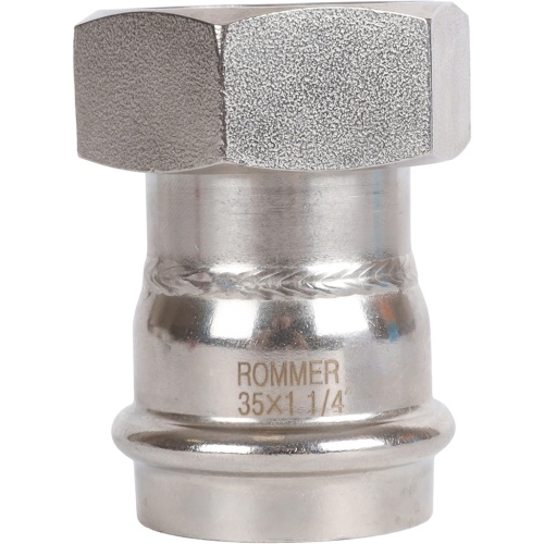 Соединитель с накидной гайкой 35x11/4" пресс, нержавеющая сталь Rommer