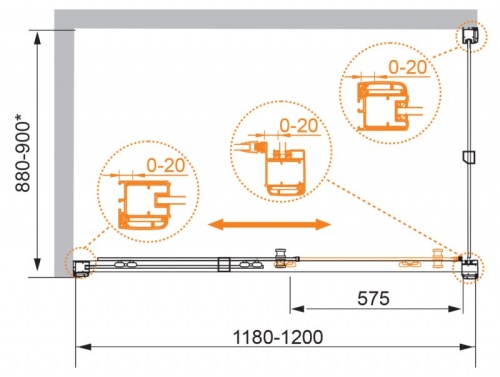 Душевой уголок 120x90 Cezares ANIMA-W-AH-1-120/90-P-Cr