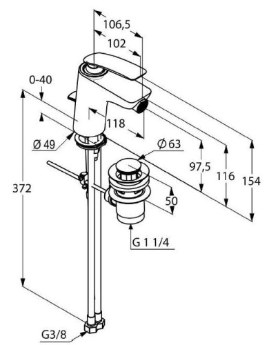 Смеситель для биде Kludi Balance 522160575 Хром, донный клапан