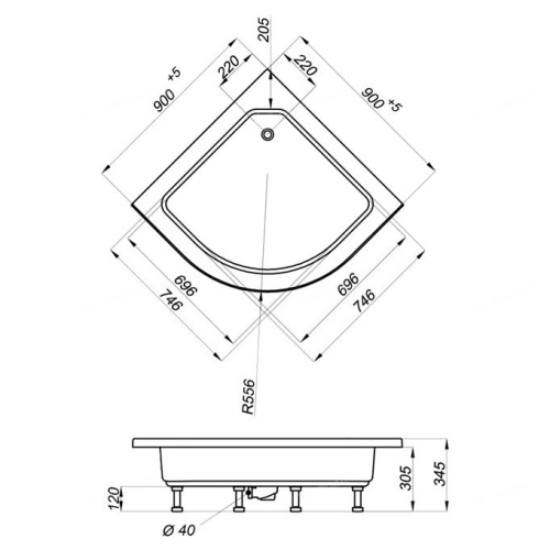 Душевая кабина 90x90 Triton Стандарт В1 полосы DK156