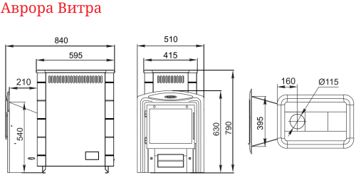 Банная печь Аврора Inox Витра Иллюминатор антрацит НВ Термофор