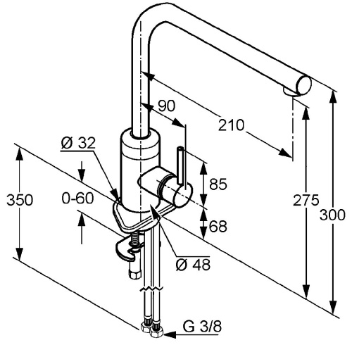 Смеситель для кухни Kludi L-Ine 428140577 хром, монтаж на 1 отверстие