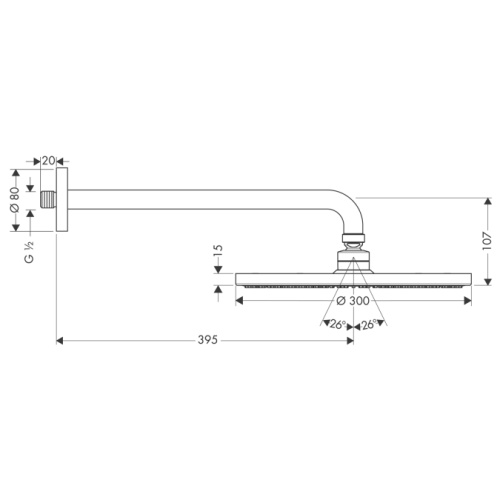 Верхний душ Hansgrohe Raindance S 300 Air 1jet хром, держатель 390мм 27493000
