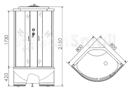 Душевая кабина 80x80 Erlit Comfort ER3508TP-C3 высокий поддон