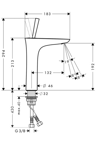 Смеситель для раковины Hansgrohe PuraVida 15081000 хром, высокий, сливной клапан Push-Open