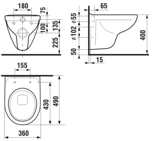 Унитаз подвесной Jika Lyra Plus 233820000001 белый, укороченный 490x360