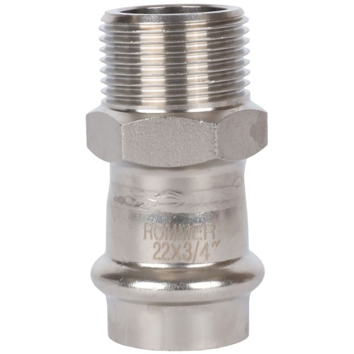 Соединитель ВПр-НР 22x3/4" пресс, нержавеющая сталь Rommer
