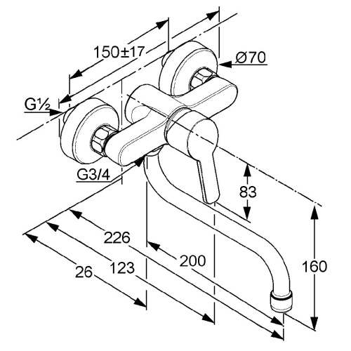 Смеситель для кухни Kludi Logo Neo 379240575 хром, настенный