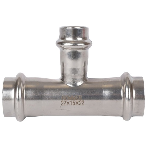 Тройник переходной ВПр 22х15х22 пресс, нержавеющая сталь Rommer