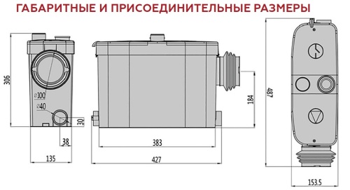 Канализационная насосная станция Rommmer BIOLIFT R-4S выход сбоку 1x100 и 3x40