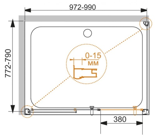 Душевой уголок 100x80 Cezares PRATICO-AH-1-100/80-C-Cr