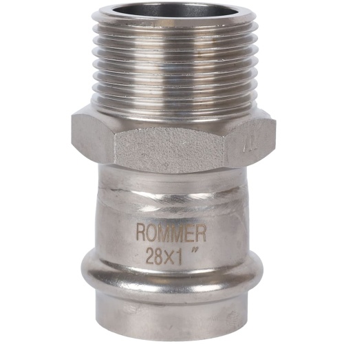 Соединитель ВПр-НР 28x1" пресс, нержавеющая сталь Rommer