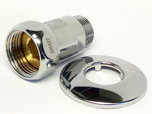 Подключение полотенцесушителя 3/4"Вx1/2"Н прямое, хром Smart